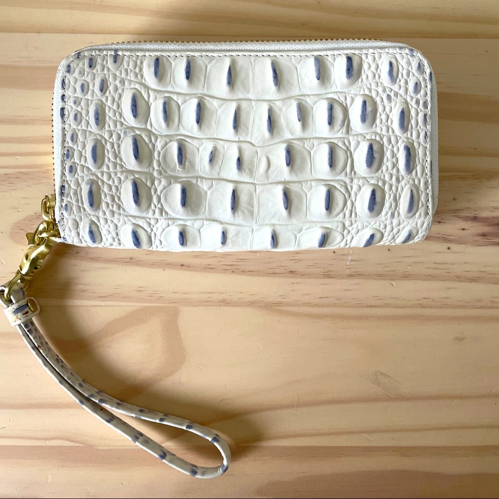 Brahmin Zoe double zip wallet in stonewashed